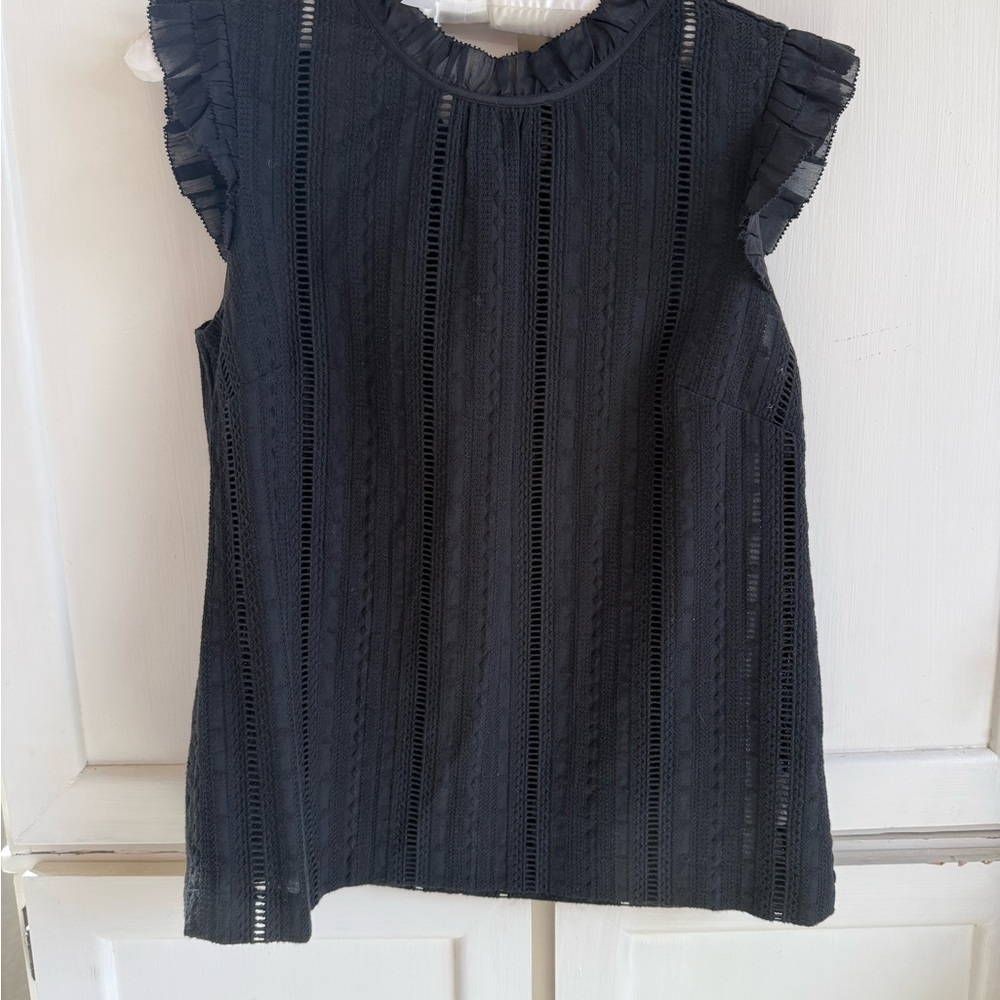 JCrew eyelet blouse with fabric button closure in back, Size 2, like new